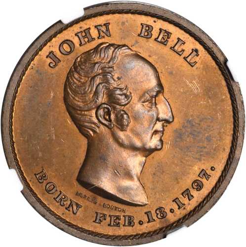 1860 John Bell. DeWitt-JBELL 1860-4. Copper. 31 mm. MS-64 BN (NGC).