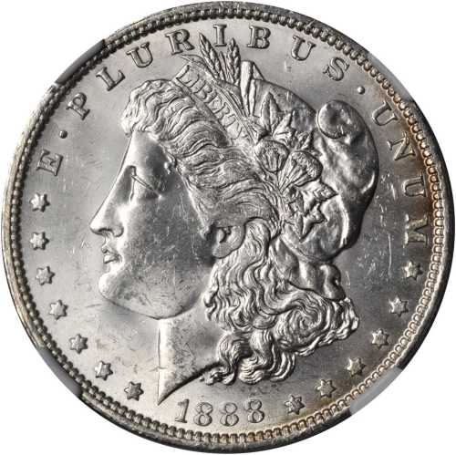 1888-O Morgan Silver Dollar. VAM-1B. Top 100 Variety. Early Die State. Scarface. MS-63 (NGC).