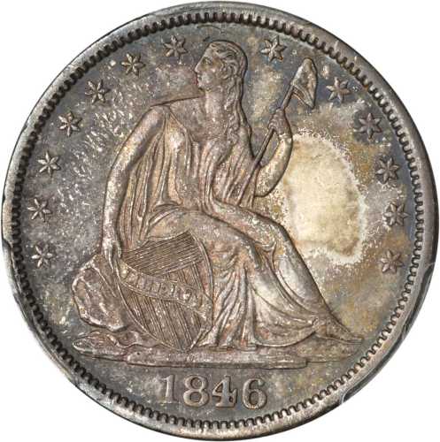 1846-O Liberty Seated Half Dollar. WB-13. Rarity-3. Medium Date. Repunched Date. AU Details--Altered