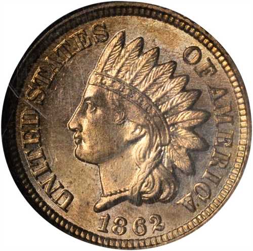 1862 Indian Cent. MS-65 (NGC).