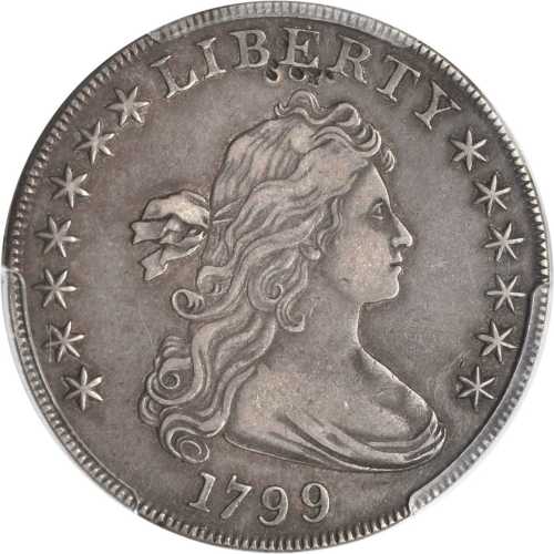 1799 Draped Bust Silver Dollar. BB-160, B-12. Rarity-3. EF Details--Damage (PCGS).