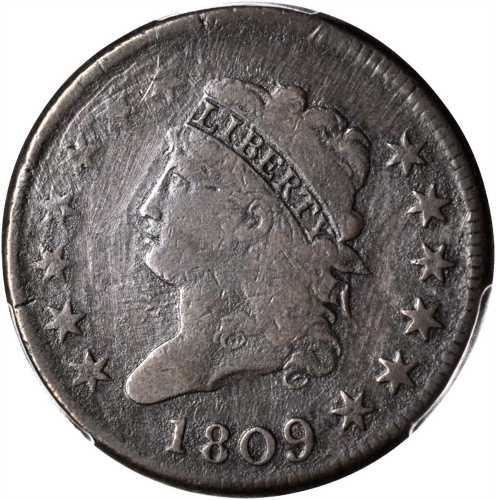1809 Classic Head Cent. S-280, the only known dies. Rarity-2. VG Details--Repaired (PCGS).