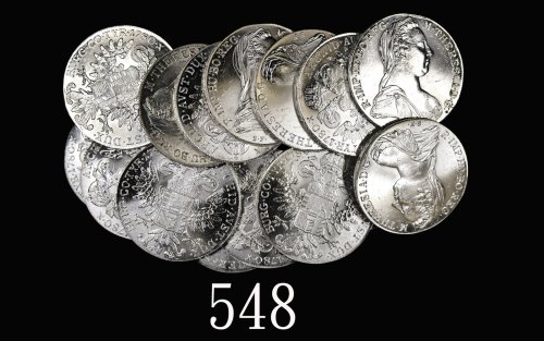 1780年奥地利玛丽亚杜丽莎后铸银币1元一组15枚。MS品相均未使用1780 Austria, group of 15pcs Restrike Maria Theresa Silver Thaler.