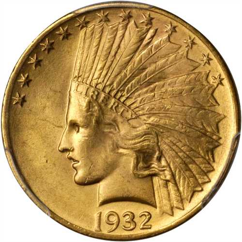 1932 Indian Eagle. MS-64 (PCGS).