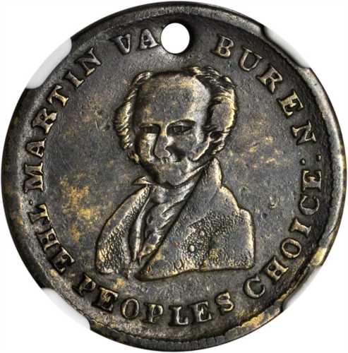 1840 Martin Van Buren. DeWitt-MVB 1840-7, HT-76, Low-57. Brass. 22.7 mm. VF-25 (NGC).