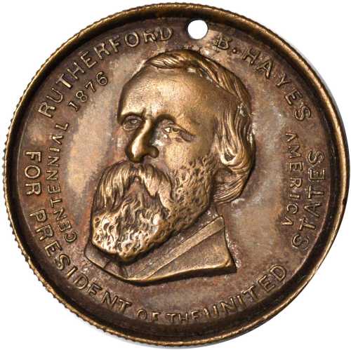 Selection of five different 1876 Rutherford B. Hayes medalets.