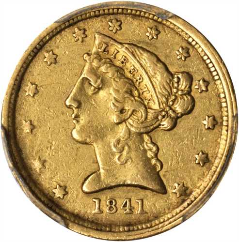 1841-C Liberty Head Half Eagle. VF Details--Cleaned (PCGS).