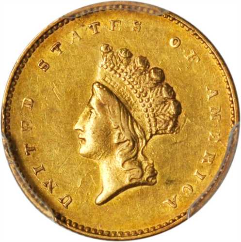1856-S Gold Dollar. Type II. FS-501. Repunched Mintmark. AU Details--Bent (PCGS).