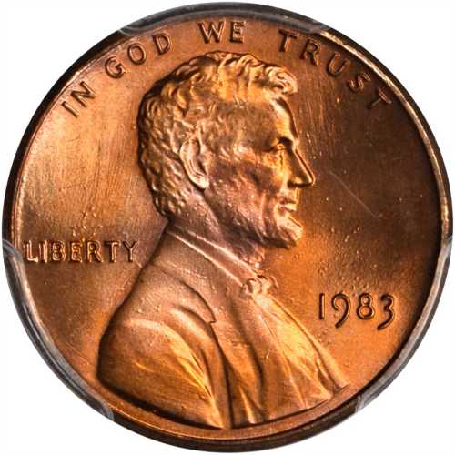 1983 Lincoln Cent. FS-801. Doubled Die Reverse. MS-67+ RD (PCGS). Gold Shield Holder.