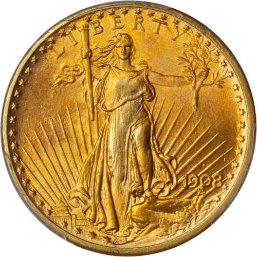 1908-S Saint-Gaudens Double Eagle. Unc Details--Filed Rims (PCGS).