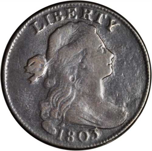 1803 Draped Bust Cent. S-254. Rarity-2. Small Date, Small Fraction. Fine-12 Porous, Surfaces Smoothe