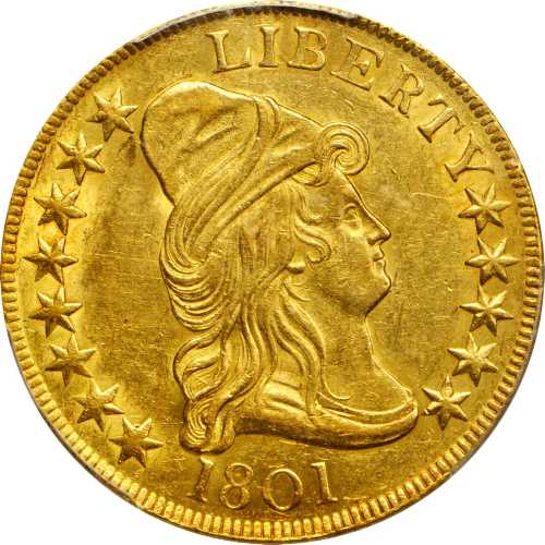 1801 Capped Bust Right Eagle. BD-2, Taraszka-25. Rarity-2. AU-58 (PCGS). CAC.