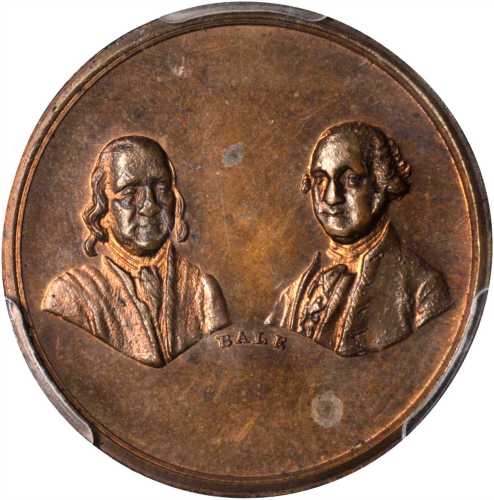 Undated (ca. 1834) Franklin and Lafayette Mule. Copper. 26 mm. Musante GW-145, Baker-203. MS-64 RB (