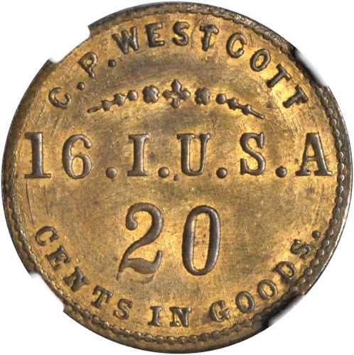 United States. 16th Infantry U.S.A. Charles P. Westcott. Schenkman US-16-20Ba. Rarity-7. Brass. 22 m