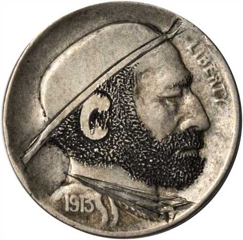 1913 Type II Man with Beard and Hat. Host coin Extremely Fine.