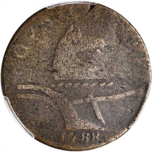 1788 New Jersey Copper. Maris 67-v, W-5510. Rarity-1. Horses Head Right, Brushed Mane. VF Details--E
