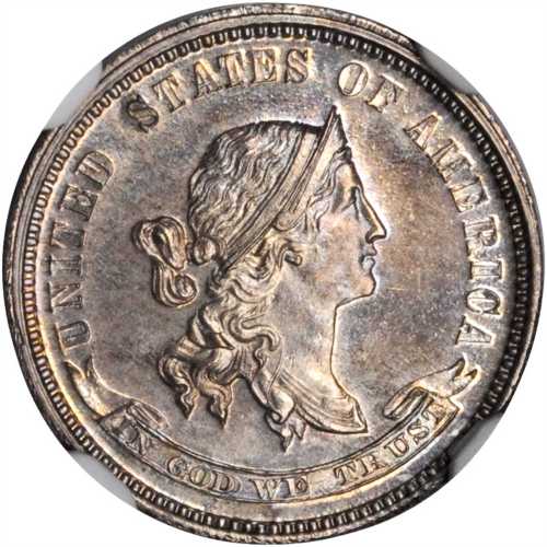 1870 Pattern Dime. Judd-862, Pollock-950. Rarity-7+. Silver. Plain Edge. Proof-63 (NGC).