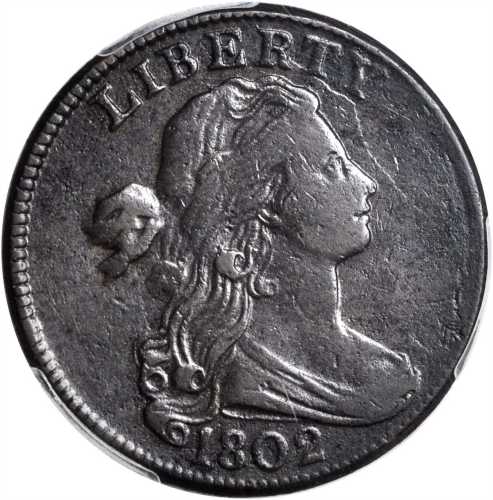 1802 Draped Bust Cent. S-231. Rarity-1. Stemless Wreath. VF Details--Environmental Damage (PCGS).