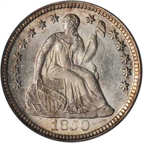 1850-O Liberty Seated Half Dime. Large O. MS-64 (PCGS). CAC.