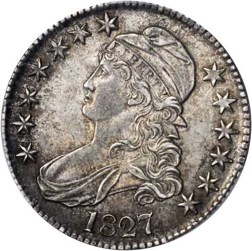 1827 Capped Bust Half Dollar. O-104. Rarity-1. Square Base 2. AU-58 (PCGS). CAC.