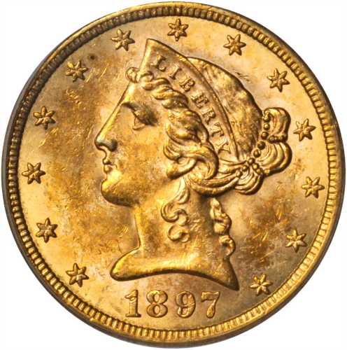 1897-S Liberty Head Half Eagle. MS-62 (PCGS). CAC.