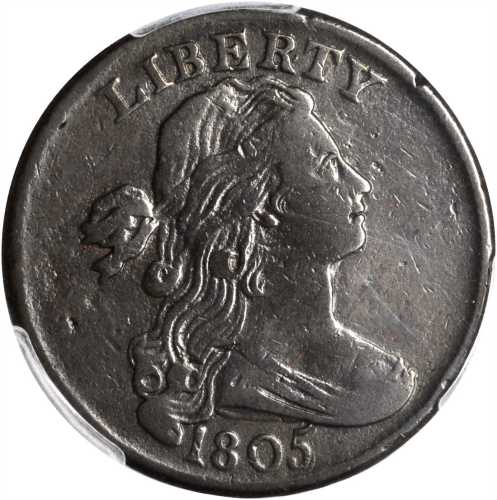 1805 Draped Bust Cent. S-267. Rarity-1. VF Details--Environmental Damage (PCGS).