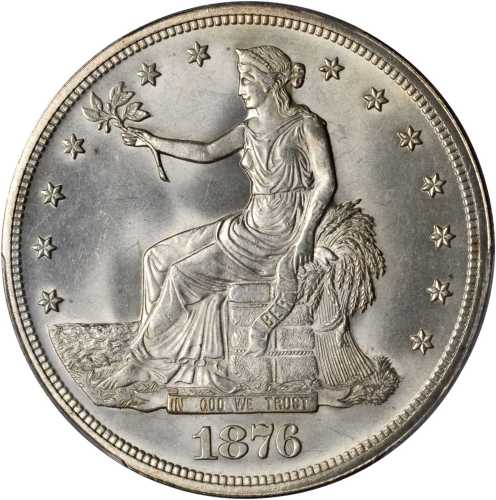 1876 Trade Dollar. Type I/I. MS-65+ (PCGS). CAC.