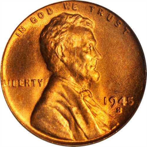 1945-S Lincoln Cent. MS-67 RD (PCGS). CAC.