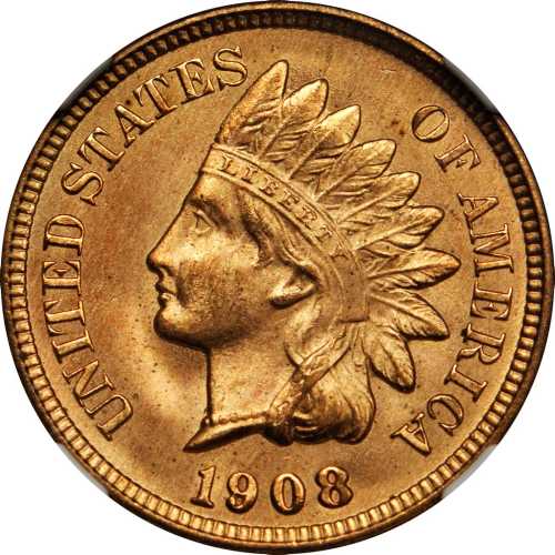 1908 Indian Cent. MS-65 RD (NGC).