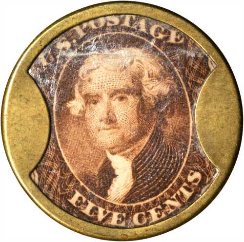 1862 John Gault. Five Cents. HB-131, EP-78, S-96. Plain Frame. About Uncirculated.