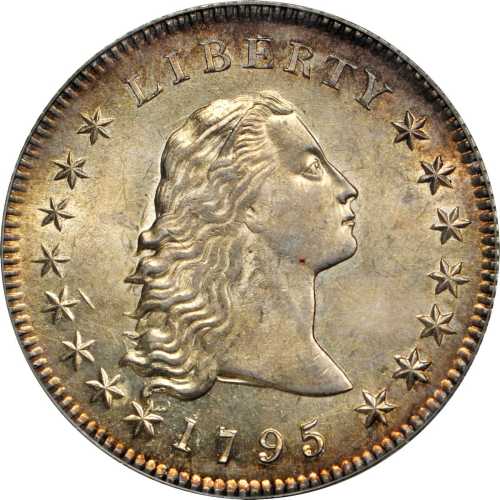 1795 Flowing Hair Silver Dollar. BB-20, B-2. Rarity-3. Two Leaves. AU-58 (PCGS). OGH.