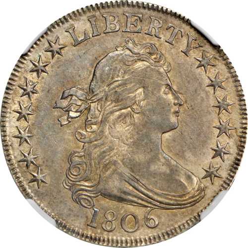 1806 Draped Bust Half Dollar. O-123, T-23. Rarity-6. Pointed 6, Stem Through Claw. AU Details--Impro