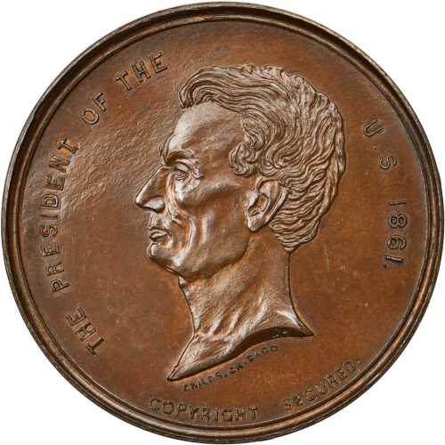 1860 Abraham Lincoln. DeWitt-AL 1860-3. Copper. 41.5 mm. Choice MS-65 (NGC).