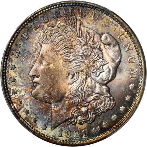 1921 Morgan Silver Dollar. MS-66 (PCGS). Gold Shield Holder.