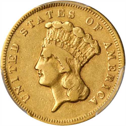 1870 Three-Dollar Gold Piece. VF-35 (PCGS).