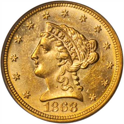 1868 Liberty Head Quarter Eagle. MS-61 (PCGS).