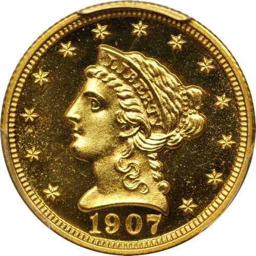 1907 Liberty Head Quarter Eagle. Proof-65+ Cameo (PCGS). Gold Shield Holder.