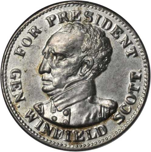 1852 Winfield Scott. DeWitt-WS 1852-4. White metal. 34 mm. MS-63 (NGC).