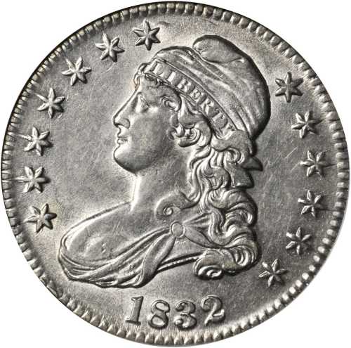 1832 Capped Bust Half Dollar. O-106. Rarity-1. Small Letters. AU-58 (NGC).