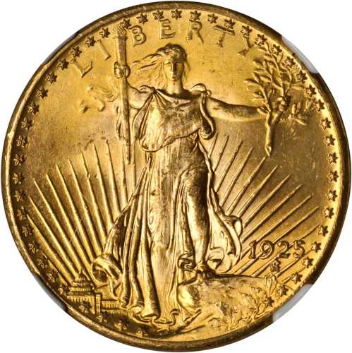 1925 Saint-Gaudens Double Eagle. MS-65 (NGC).