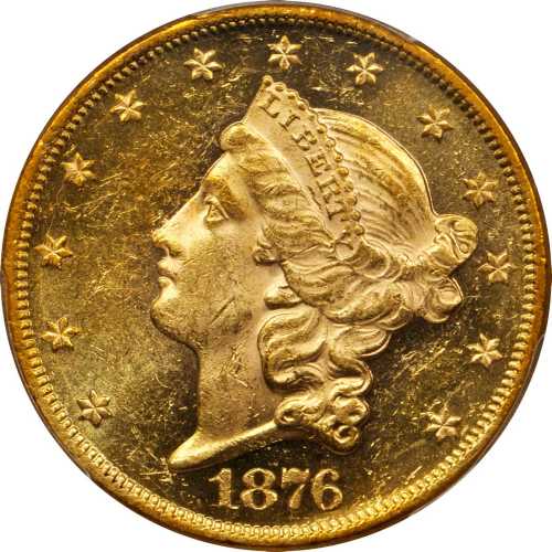 1876 Liberty Head Double Eagle. MS-62 (PCGS).