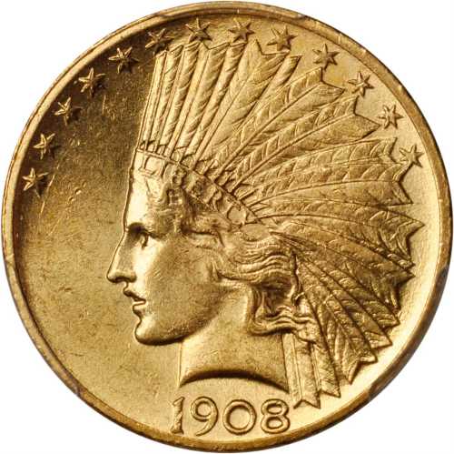 1908 Indian Eagle. Motto. MS-61 (PCGS).