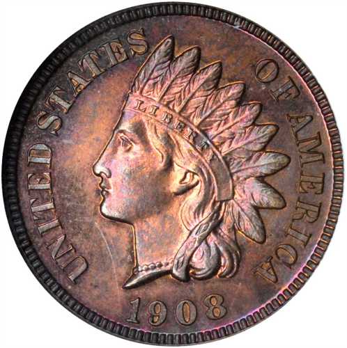 1908 Indian Cent. Proof-64 RB (NGC).