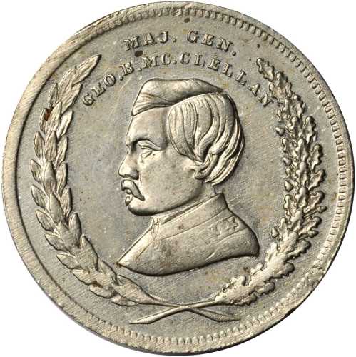 Three different 1864 George McClellan medalets.