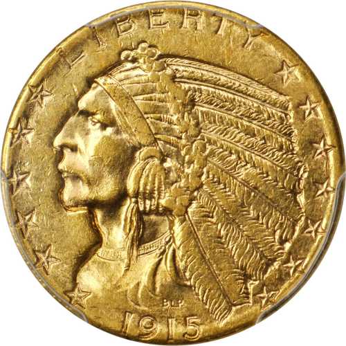 1915-S Indian Half Eagle. MS-62 (PCGS).