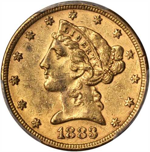 1883 Liberty Head Half Eagle. MS-61 (PCGS).