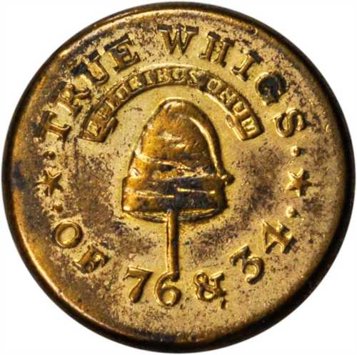 1834 Congressional Election Button. DeWitt-CE 1834-unlisted. Gilt Brass. 12 mm. About Uncirculated.