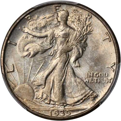 1935-D Walking Liberty Half Dollar. MS-64 (PCGS).