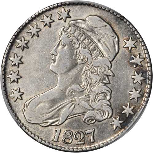 1827 Capped Bust Half Dollar. O-134. Rarity-4. Square Base 2. EF Details--Cleaned (PCGS).