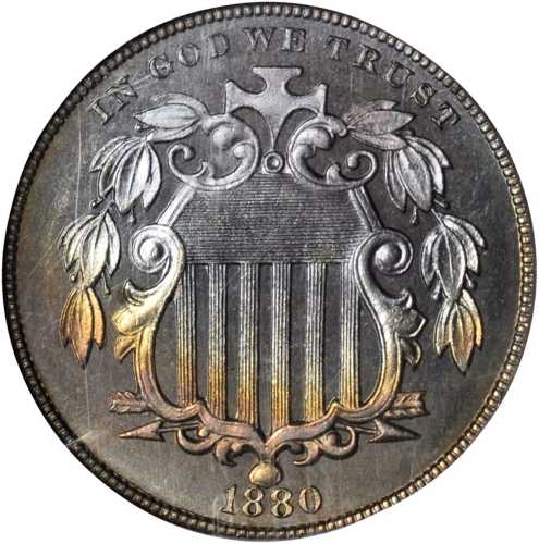 1880 Shield Nickel. Proof-68 (NGC).